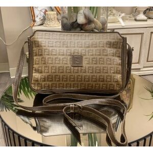 Fendi Vintage Zucca Shoulder Bag Brown